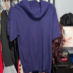 Wo Navy Sweater with Button Details